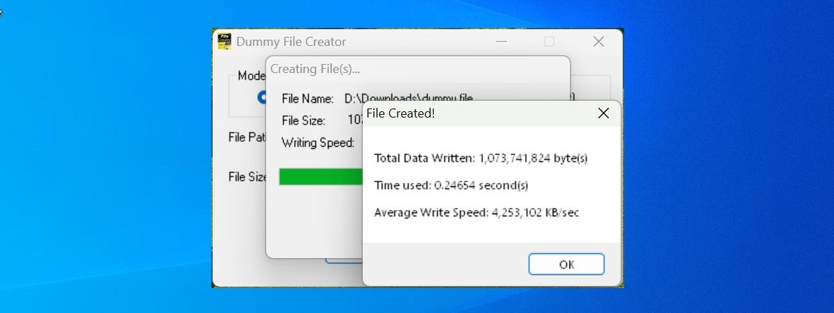 How to create dummy files in Windows