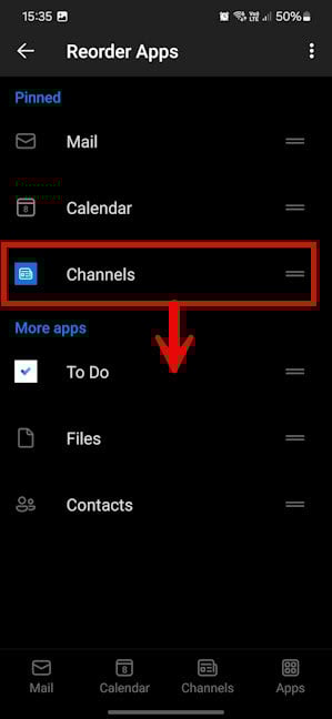 Drag Channels to More apps