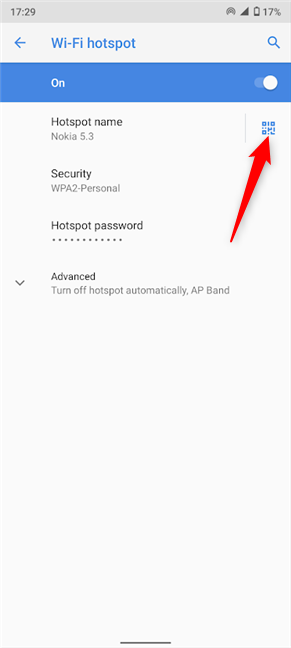 Tap to Share hotspot